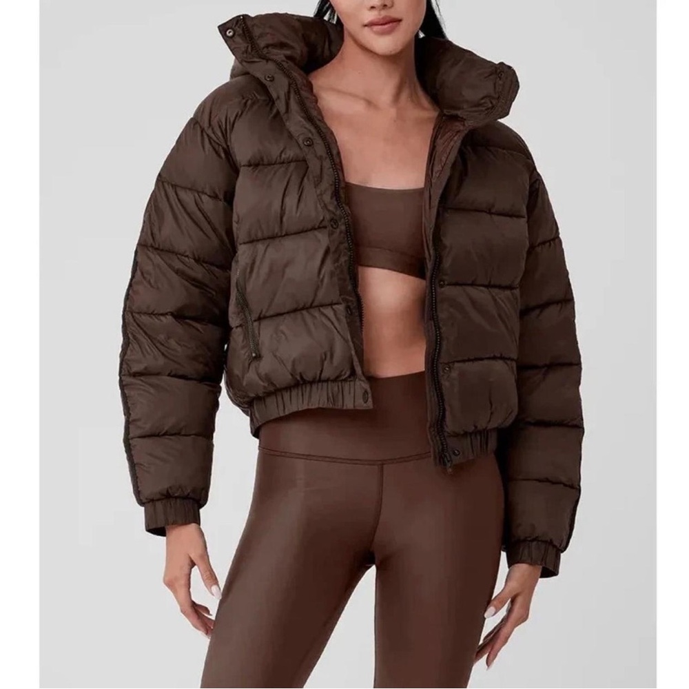 ALO Yoga Cropped Brown Puffer Jacket